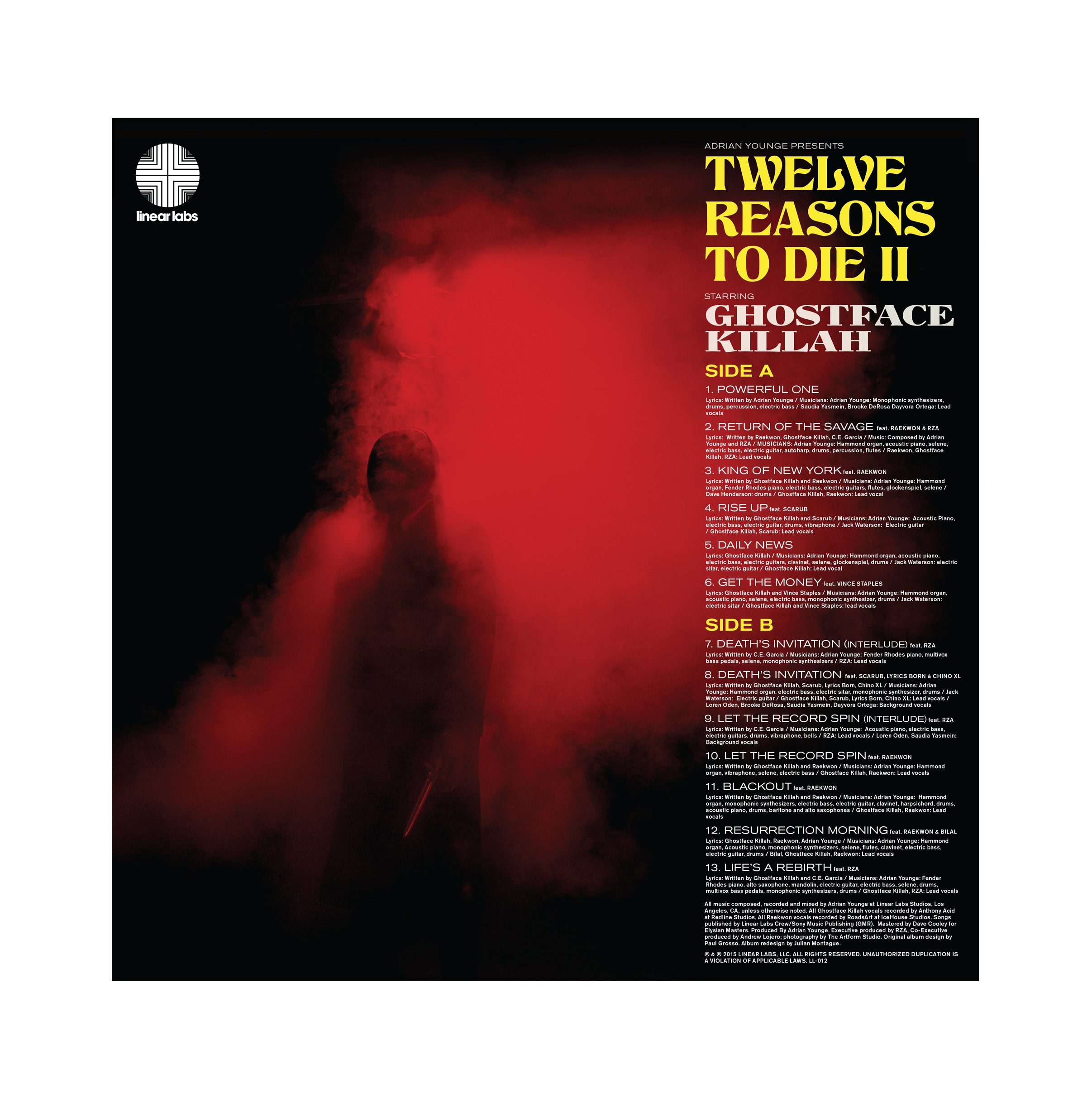 Twelve Reasons To Die II Starring Ghostface Killah (CD) — LINEAR LABS